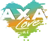 A blue, orange, and green heart shaped logo for AXA Love.ai