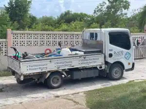 Service truck for pool maintenance and cleaning supplies