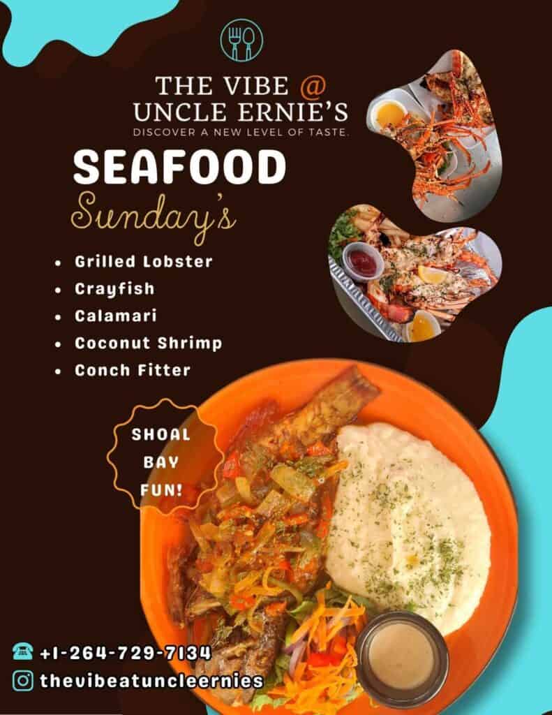 A delicious seafood platter featuring grilled lobster, crabby, calamari, coconut shrimp, and conch fritter. Full of flavor and freshness.